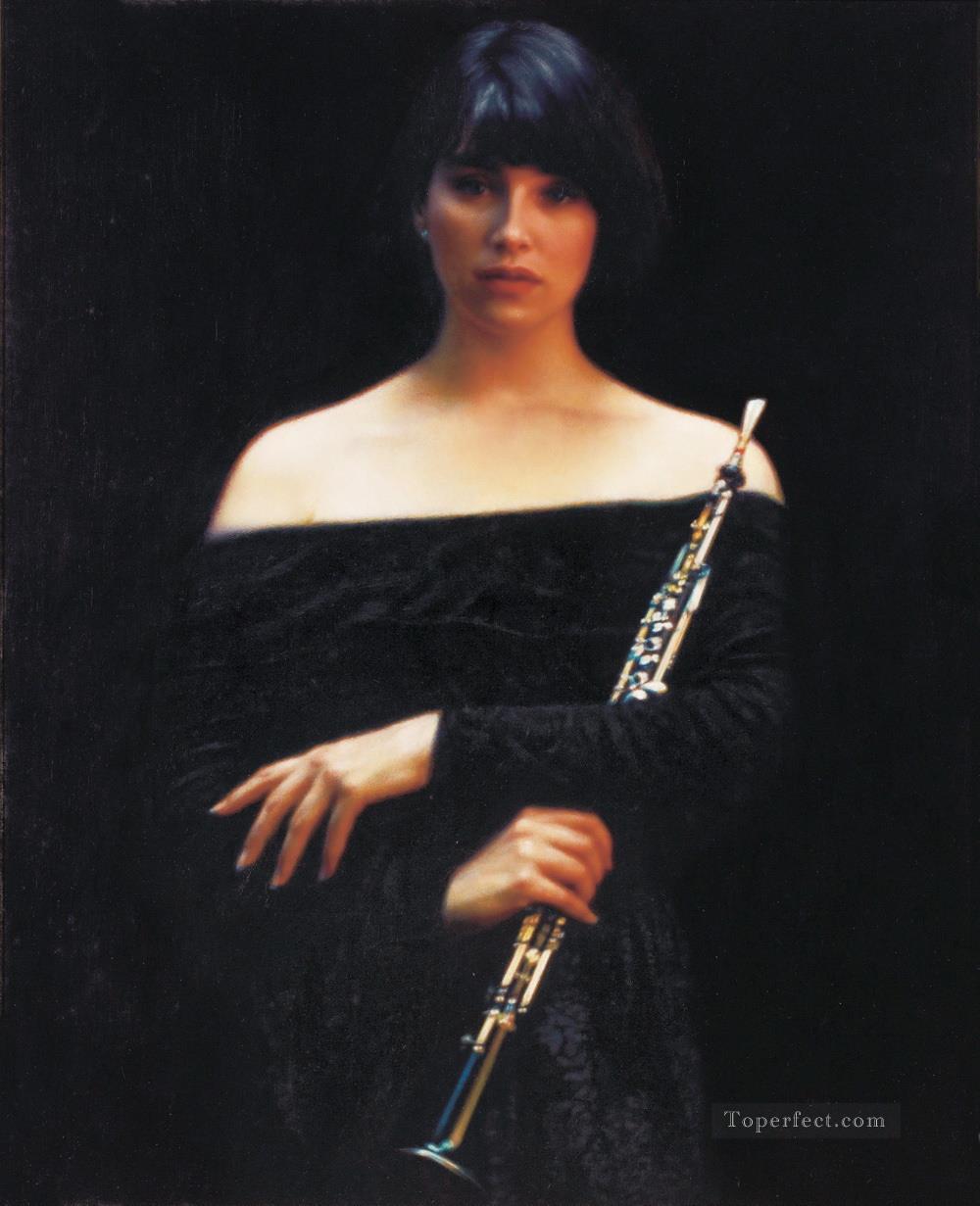 Oboist Girl Chinese Chen Yifei Oil Paintings
